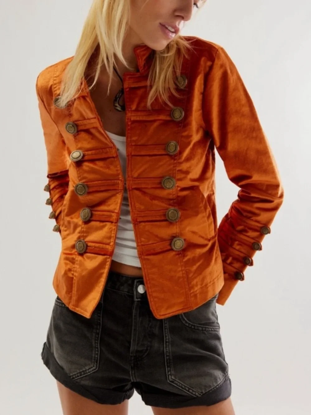 Free People Velvet Military Jacket in Size Small